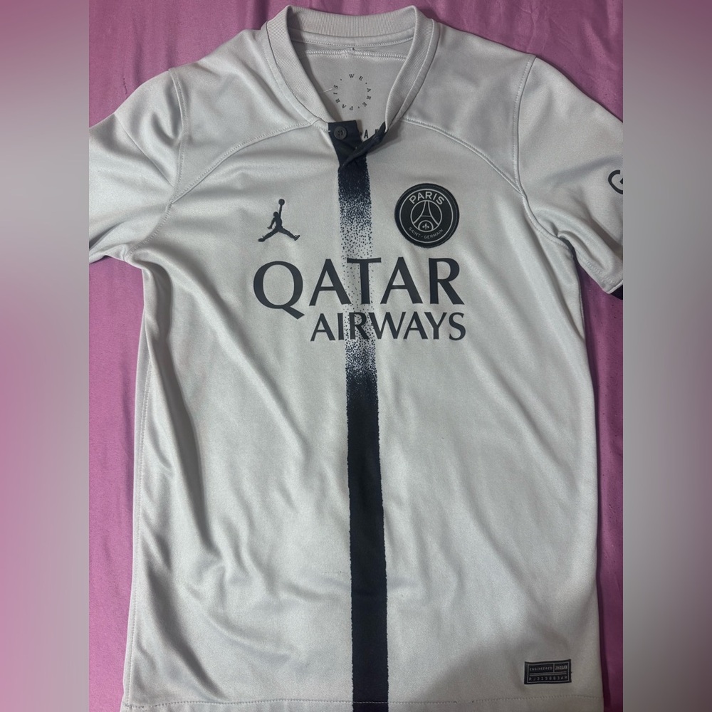 Jordan Gray and Black Logo Soccer Tee